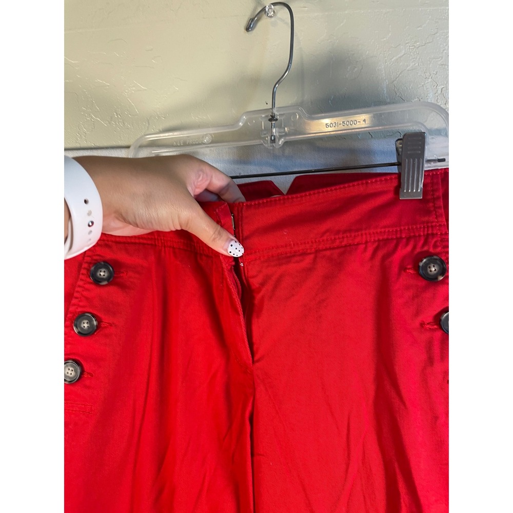 Ann Taylor LOFT Red Sailor Wide Leg Pants Decorative Buttons Petite 2P Womens - Picture 10 of 11